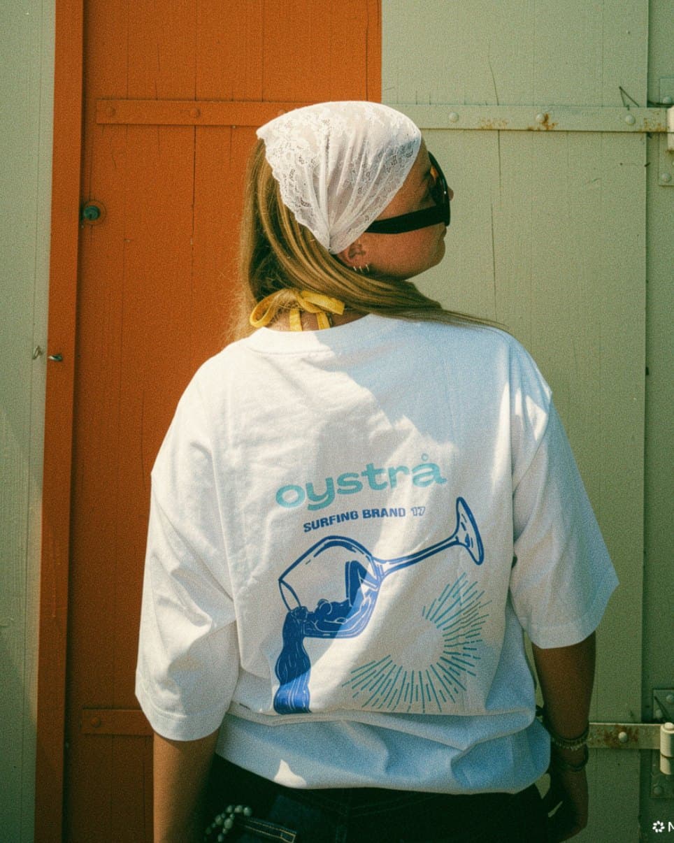 T-shirt oystrå — Blanc Océan